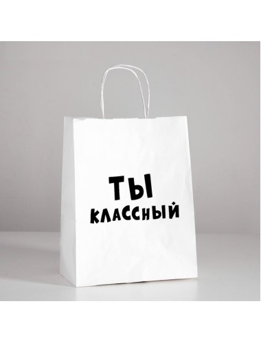 Пакет подарочный "ты классный" 24х14х30 см