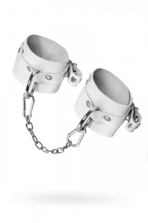 Наручники мягкие bdsm с люверсами натуральная кожа белые