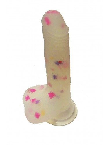Фаллоимитатор с мошонкой на присоске dildo цветной 16,5 см