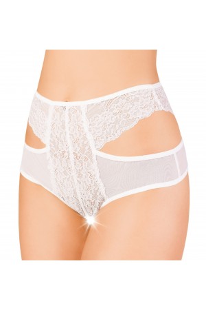 Эротические трусики erolanta lingerie collection с высокой посадкой, с ажурными вырезами белые (42-4