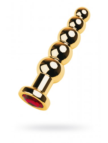 Анальная втулка с шариками и кристаллом gold plug рубин 13,7 см